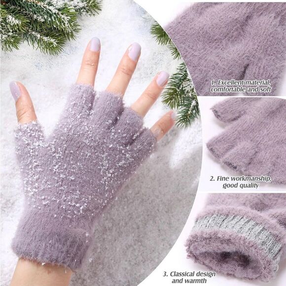 New in Package Fuzzy Microfiber Fingerless Gloves - Picture 3 of 9